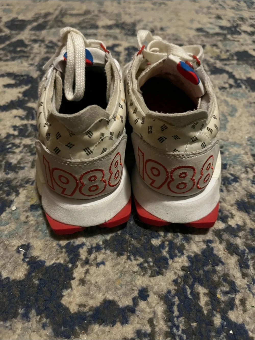 adidas Originals Cream White Athletic Sneakers with Red Accents
